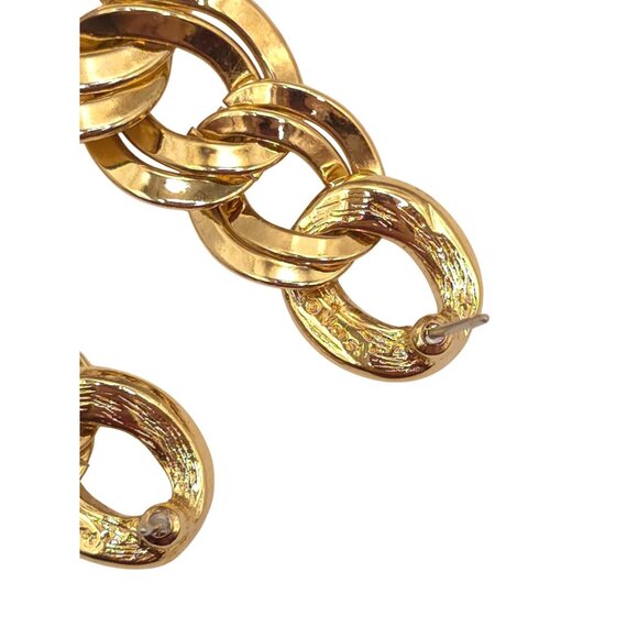 Vintage Monet Gold-Tone Chain Link Drop Earrings - Picture 5 of 7